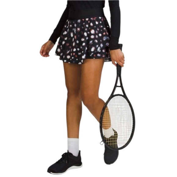 Lululemon Court Rival High Rise Skirt Haze Dot Inverse Orange Multi Skort - Picture 6 of 15